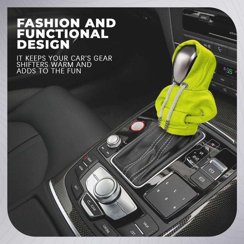 RGOAANC Gear Shift Hoodie, Gear Shift Cover, Fashionable Hoodie Automotive Gear Shift Knob Protector, Car Accessories Mini Sweater Gear Shift Knob Cover for Car Gear Shift Levers (Green-2PCS) - Image 3